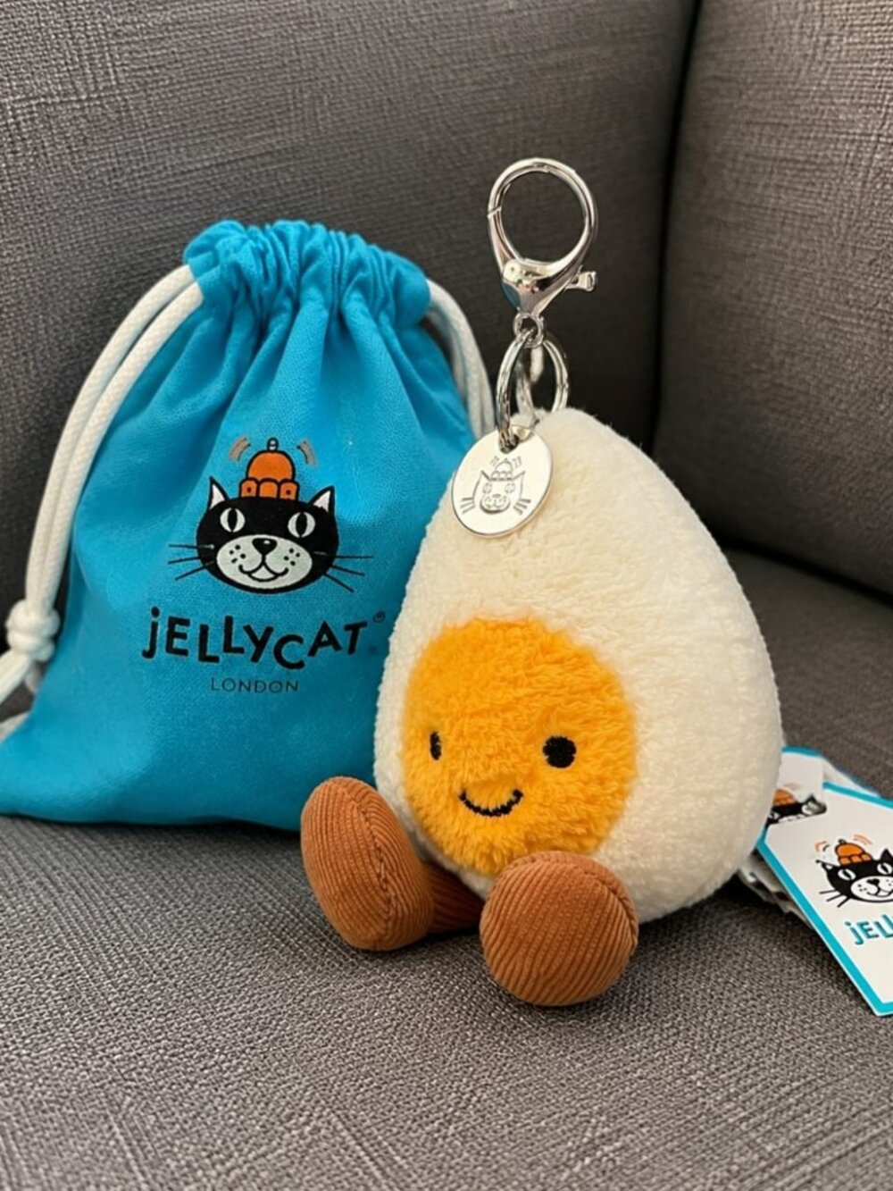 Jellycat Amuseables Boiled Egg Keychain – Soft Plush Bag Charm Toy Gift - NWT - Picture 6 of 7